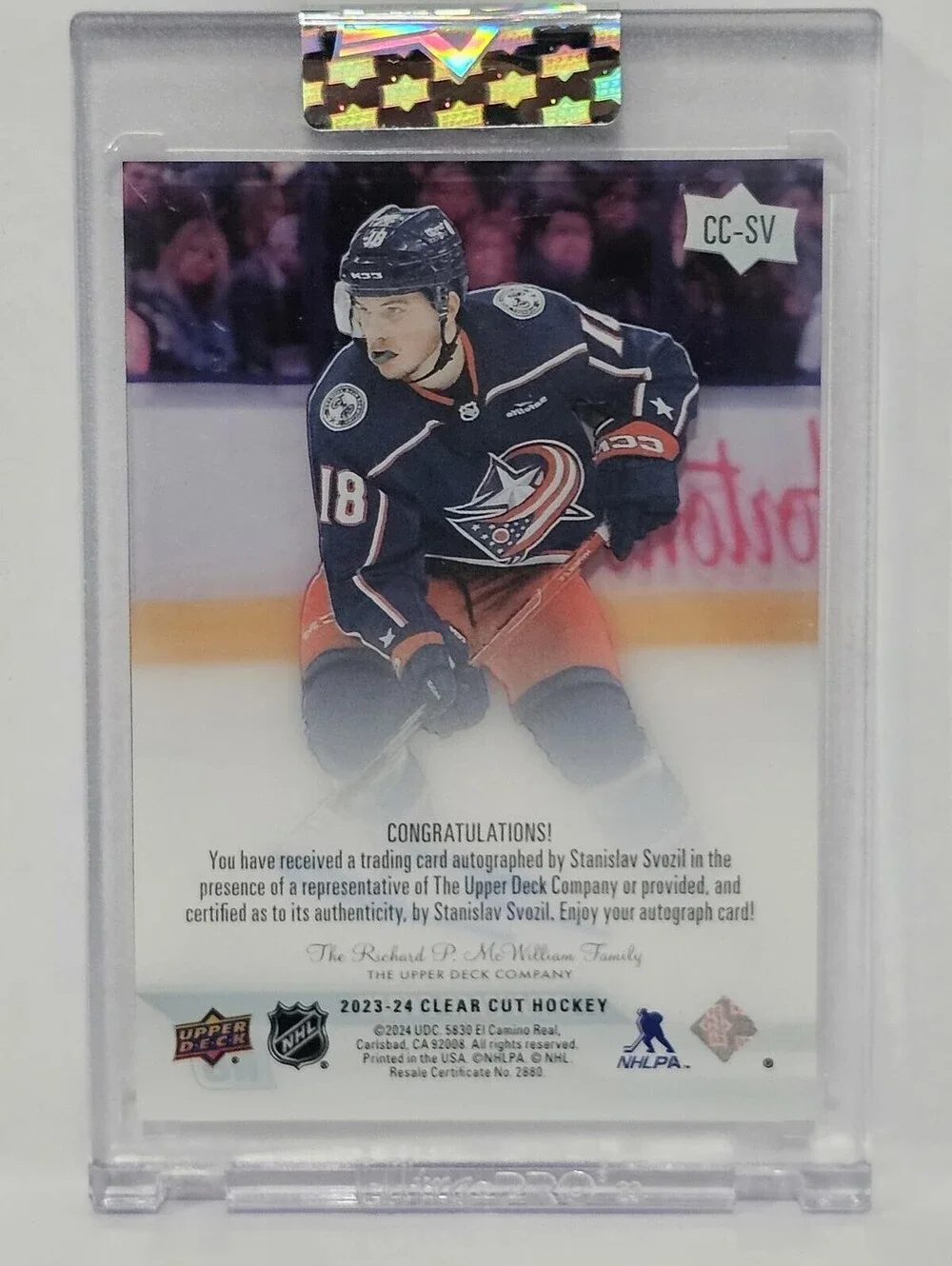Stanislav Svozil 2023-24 Upper Deck Clear Cut Hockey Rookie Autographed Card